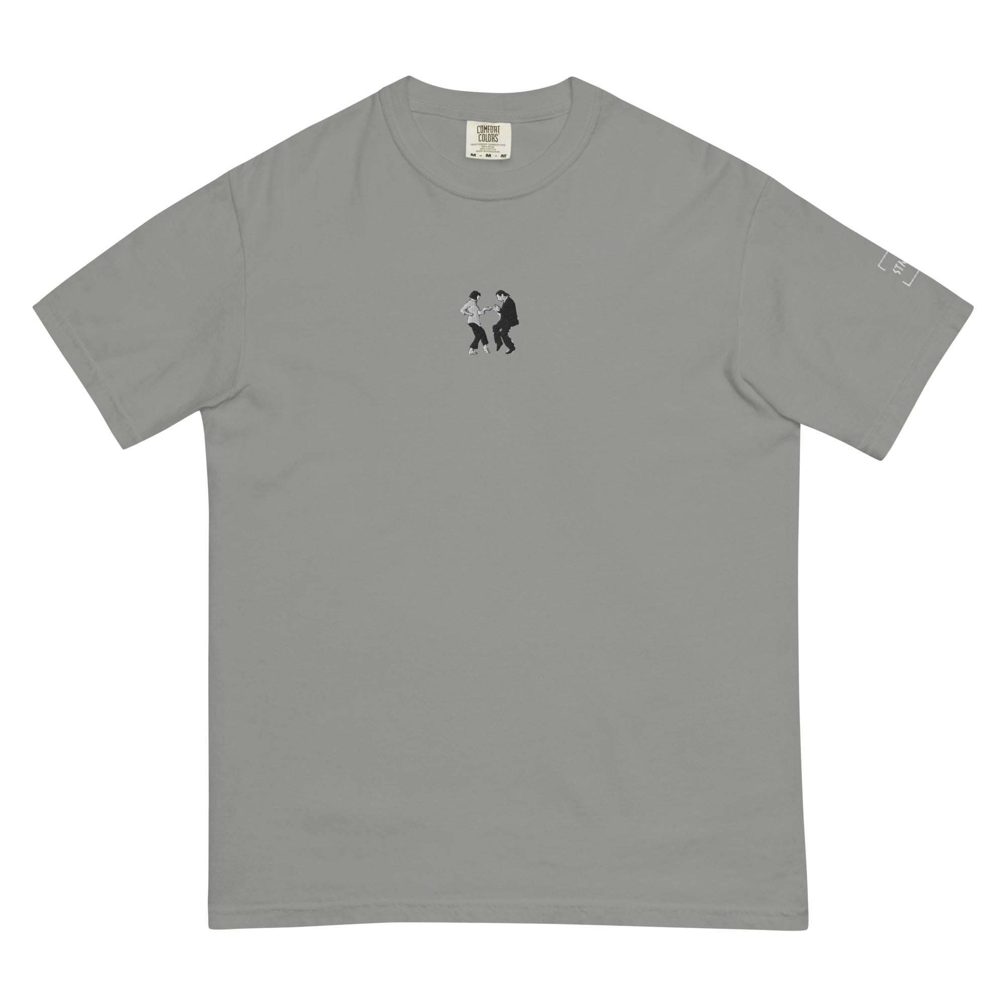 Embroidered grey t-shirt featuring STMNT Streetwear's brand logo on the chest.