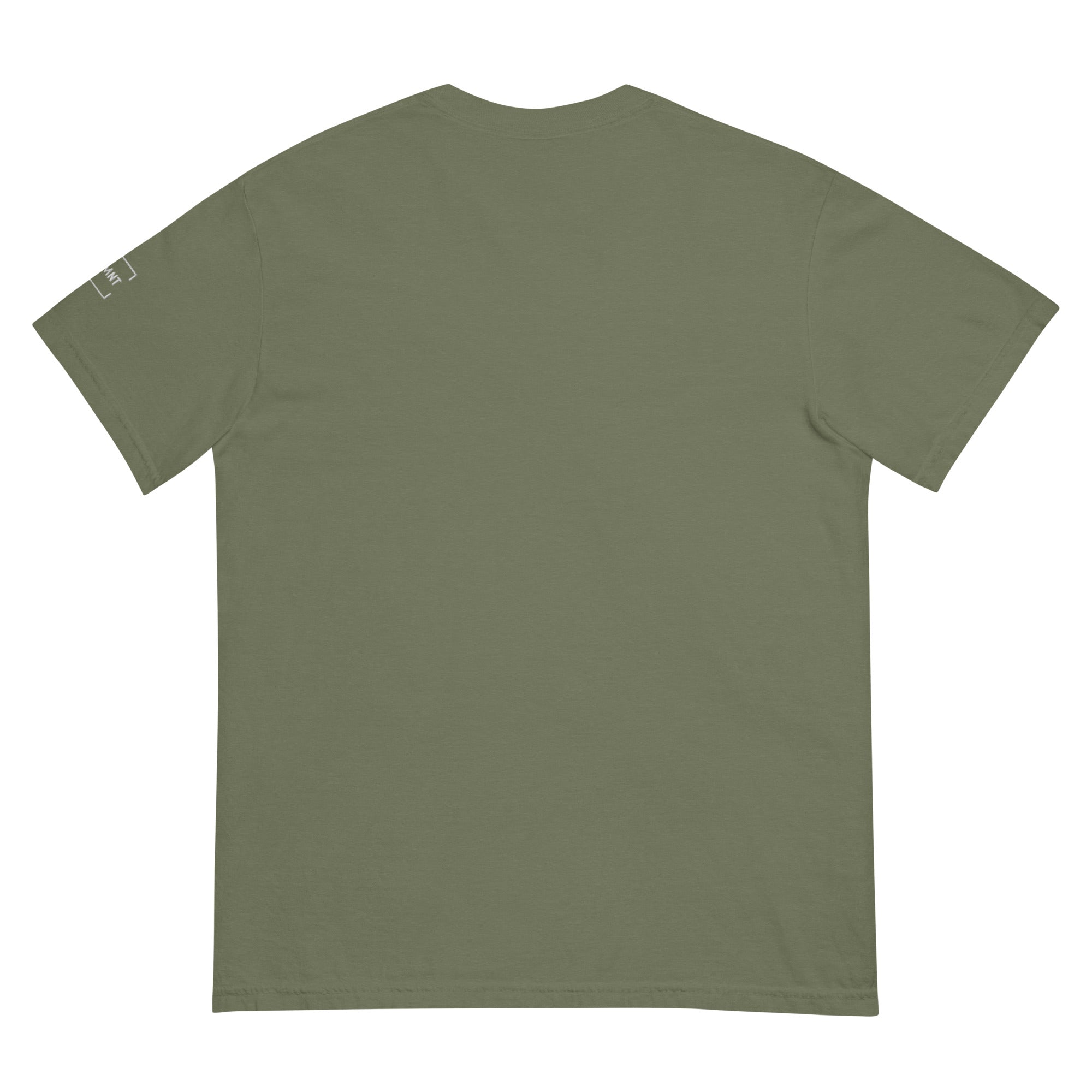 Heavyweight olive green embroidered t-shirt from the STMNT Streetwear brand.